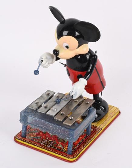 MARX MICKEY MOUSE XYLOPHONE: All original large plastic version. Complete and works. 11" Excellent