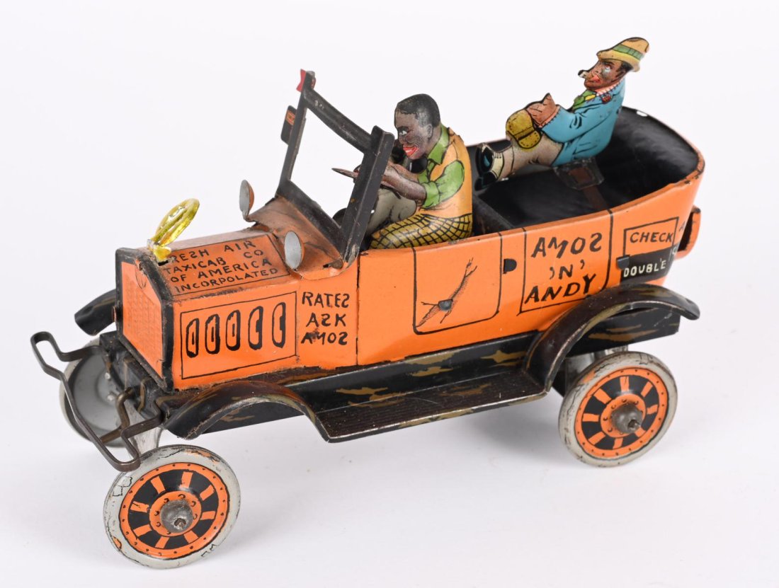 MARX TIN WINDUP AMOS & ANDY FRESH AIR TAXI: Original Fresh Air Taxi. All complete with replaced horse shoe. Windup works. 8" Excellent