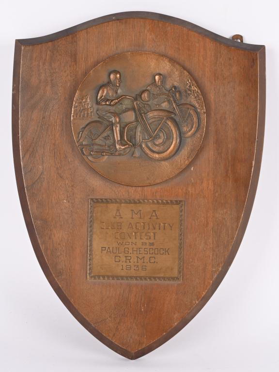 1936 AMA MOTORCYCLE CLUB AWARD PLAQUE (1 of 5)