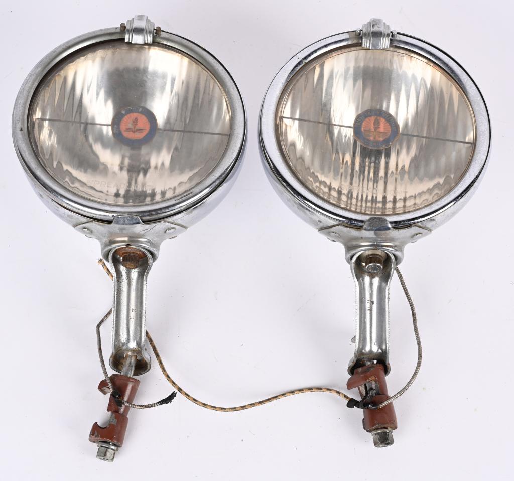 PAIR OF TRIPPE ACCESSORY DRIVING LIGHTS: Both all original with brackets.