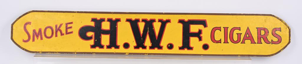 SMOKE H.W.F. CIGARS WOOD SIGN (1 of 2)
