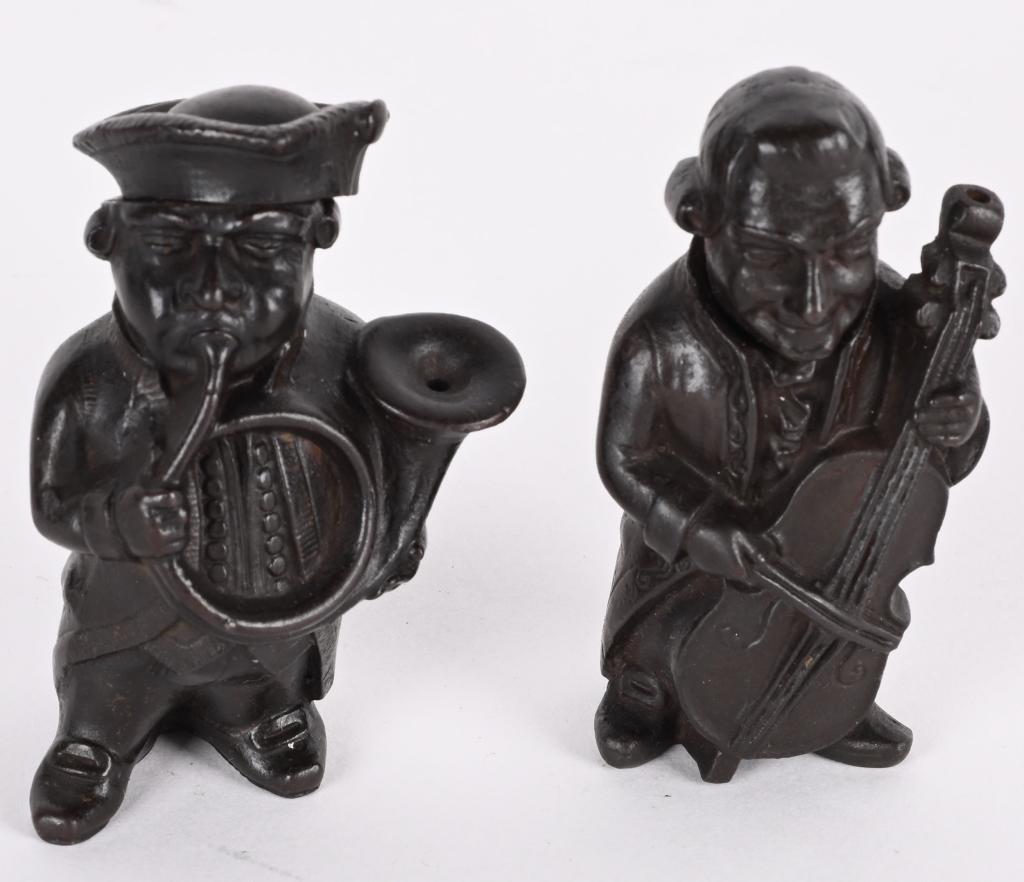 2- FIGURAL BRONZE MUSCIAN MATCH HOLDERS (1 of 5)