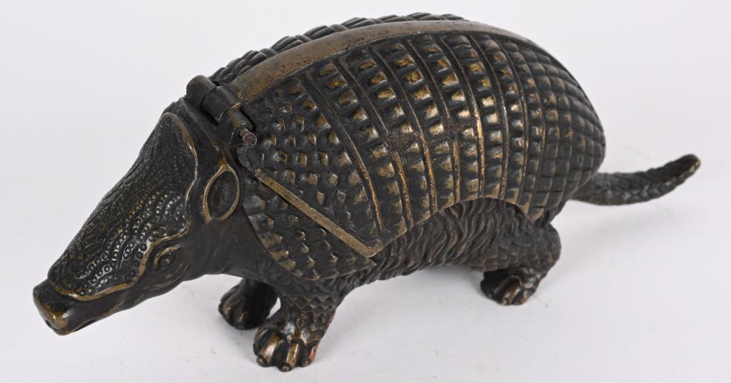 FIGURAL BRONZE ARMADILLO INK WELL (1 of 5)