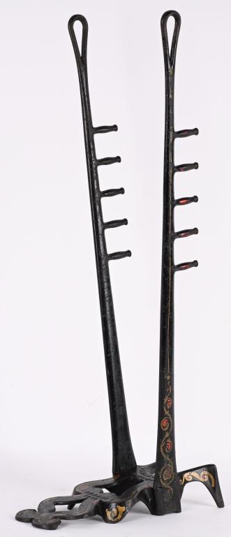 1860 WHEELER'S BOOT JACK: Wonderful original Patent 1860 Wheeler's Boot Hack. Unusual design. Has very nice original paint. 29" Excellent