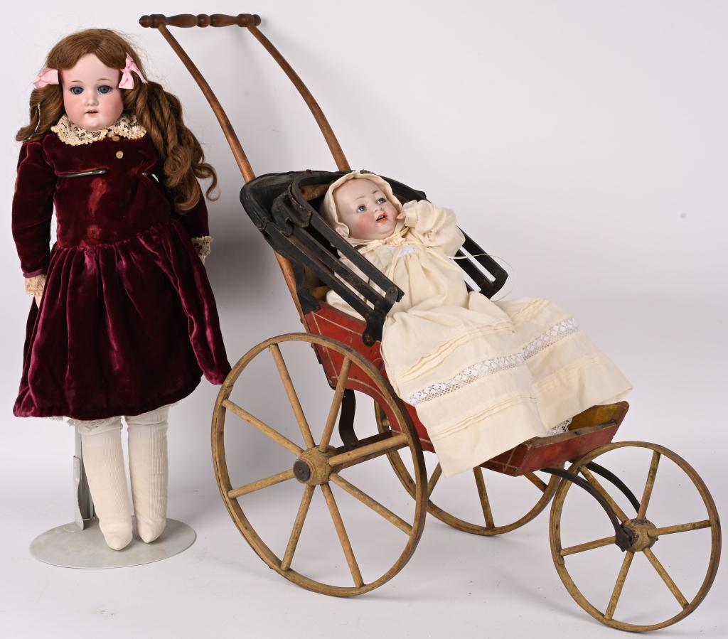 2-VICTORIAN BISQUE DOLLS & CARRIAGE (1 of 6)
