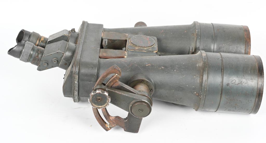 WWII JAPANESE NIKKO 20x3 BIG EYE BINOCULARS WW2: World War II Nikko (Nikon today) 20x3 optic size Big Eye battleship binoculars, used by the Japanese Imperial Navy on battleships. MEASUREMENTS: 9-1/4" high x 27-1/4" wide x 19-1/2" deep. CONDITION: G