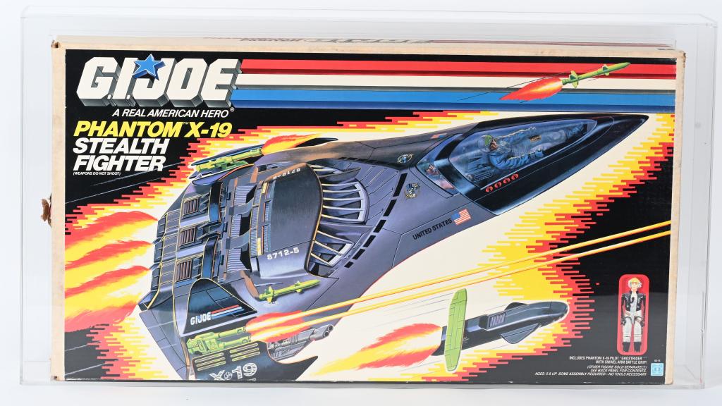 1988 GI JOE PHANTOM X-19 STEALTH FIGHTER AFA 75: 1988 Hasbro GI Joe Series 7 Vehicle Phantom X-19 Stealth Fighter. Sealed in Box. Graded AFA 75EX+/NM