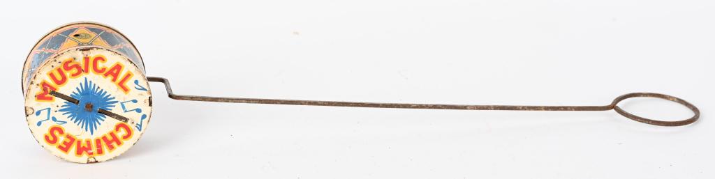 MARX PROTOTYPE MUSICAL CHIME: Marx Prototype Musical Chime. Hand painted and litho musical push toy. 14"