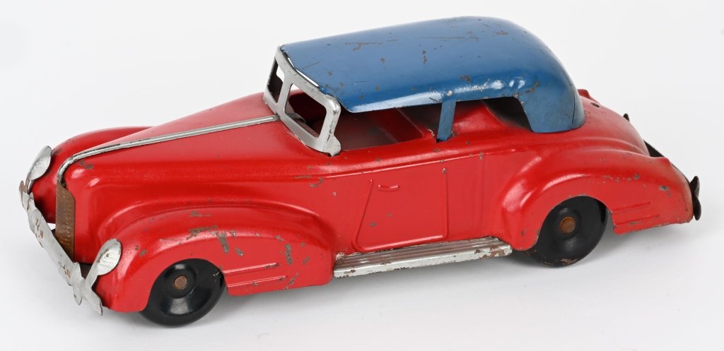 MARX PROTOTYPE PRESSED STEEL STUDEBAKER: Marx Prototype pressed steel Studebaker. Nice multi-piece prototype. marked on bottom #3088X Glen Dale 4/7/48