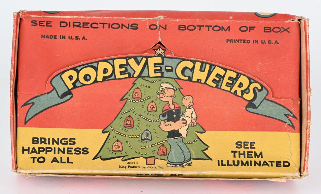 GE TEXTOLITE POPEYE CHRISTMAS LIGHTS w/ BOX: General Electric Textolite Popeye Christmas Lights. Complete set with Box. 9 1/2" Excellent