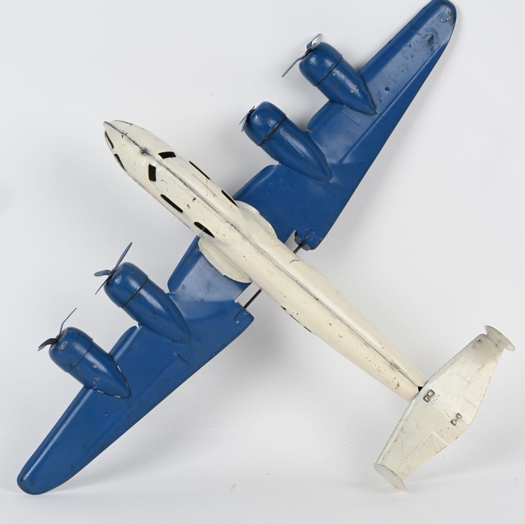 BUDDY L PRESSED STEEL TRANSPORT PLANE: Buddy L pressed steel Transport Plane. Blue and white colors. All original with nice paint and decals. 27" Excellent
