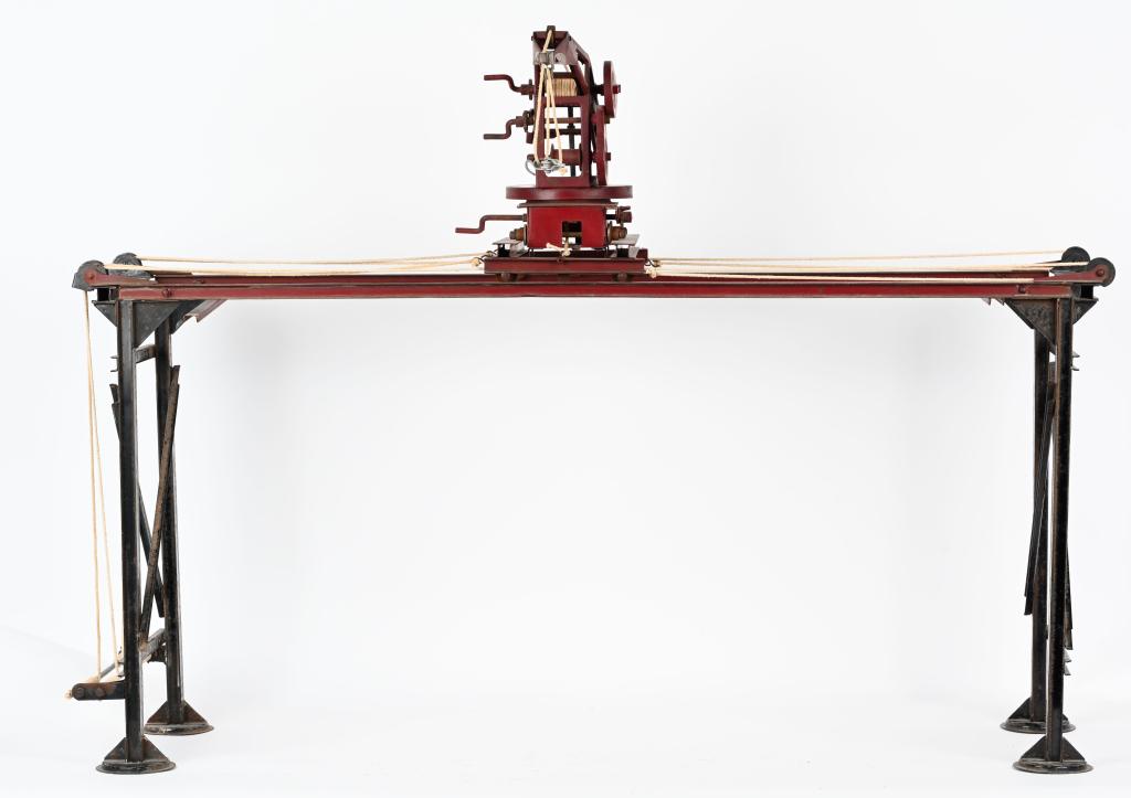 BUDDY L PRESSED STEEL TRAVELING CRANE: Buddy L pressed steel Traveling Crane. All original and complete. Has nice paint and decals. A large impressive Buddy L toy. 44" Excellent