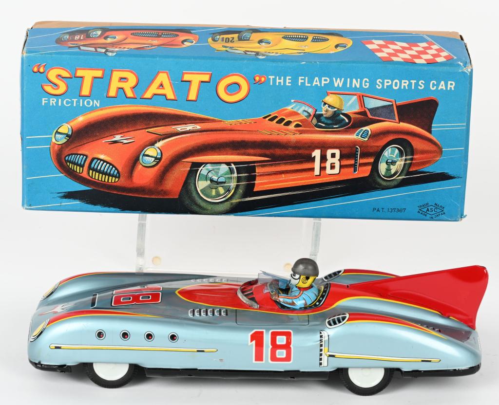 JAPAN TIN FRICTION #18 STRATO RACE CAR w/ BOX (1 of 9)