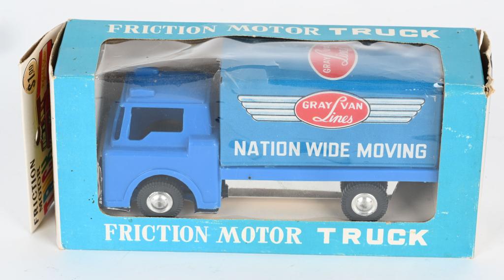 JAPAN TIN FRICTION GRAY LINES MOVING VAN w/ BOX (1 of 2)