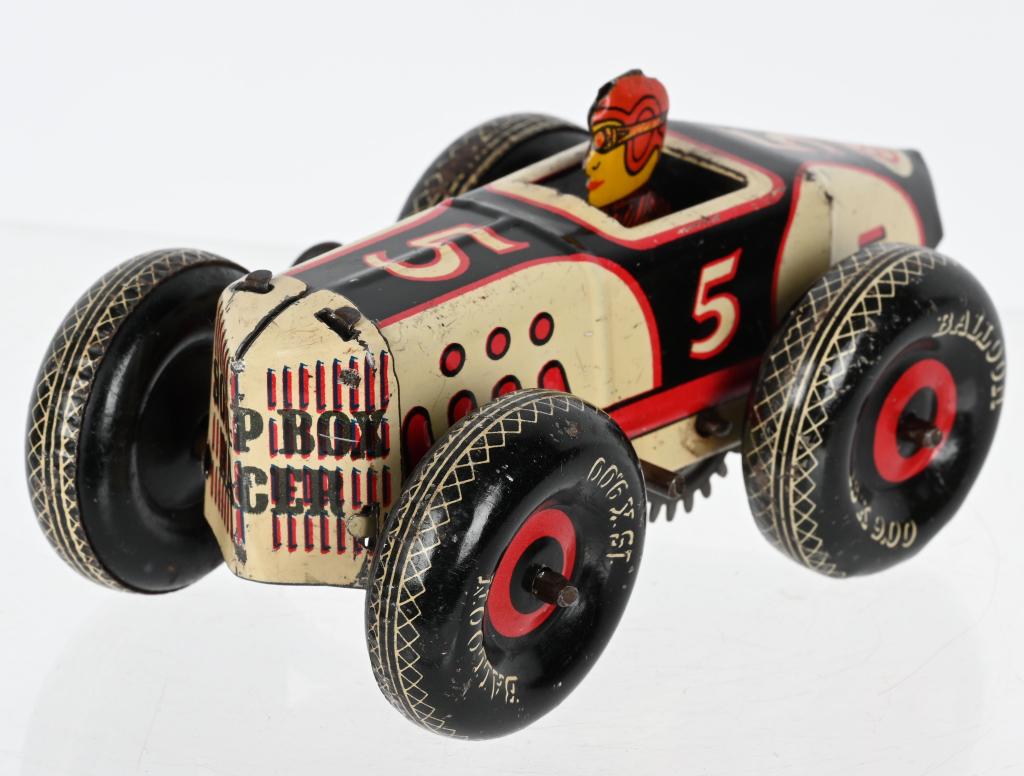 MARX TIN WINDUP #5 SOAP BOX RACER: All original and complete. Windup works. 5" Excellent