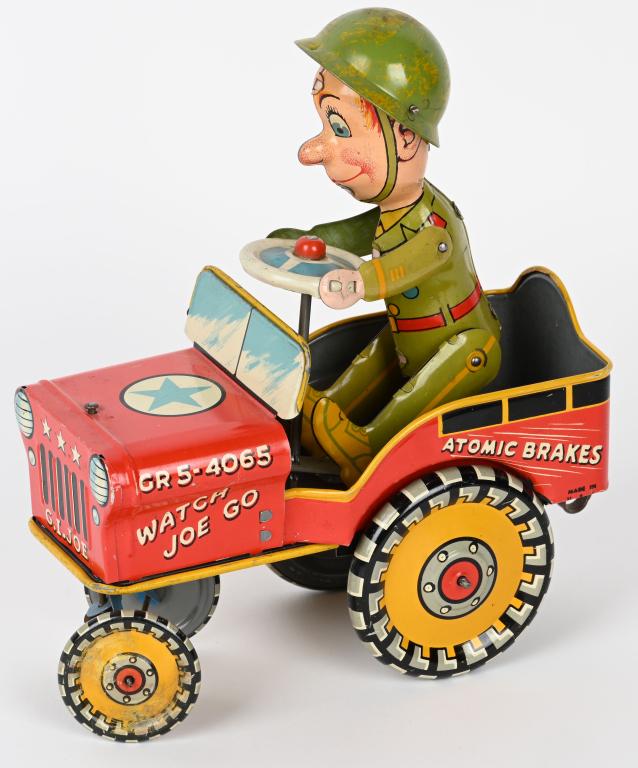 UNIQUE ART TIN WINDUP GI JOE JOUNCING JEEP (1 of 4)