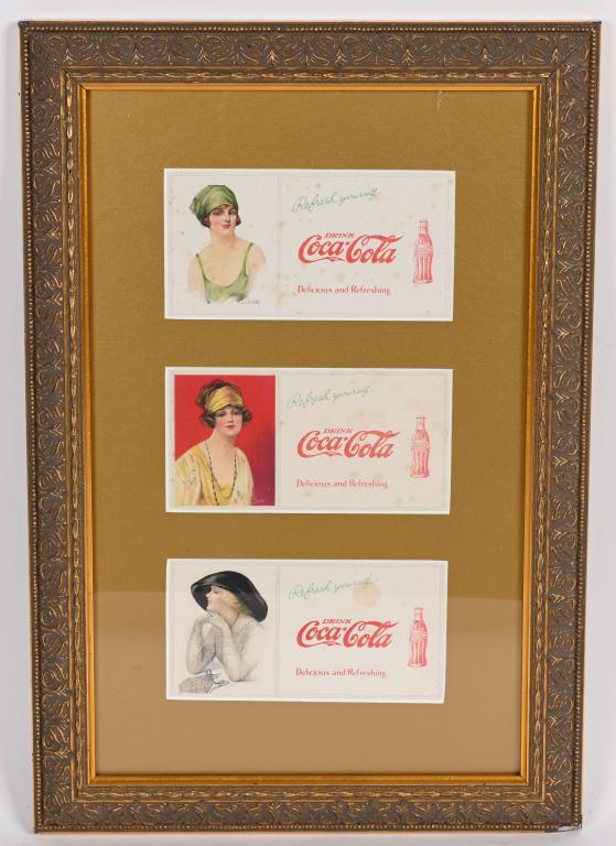 COCA COLA GIRL INK BLOTTERS FRAMED (1 of 4)