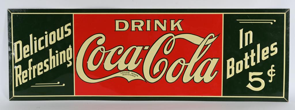 DRINK COCA COLA IN BOTTLES 5c SSP EMBOSSED SIGN (1 of 2)