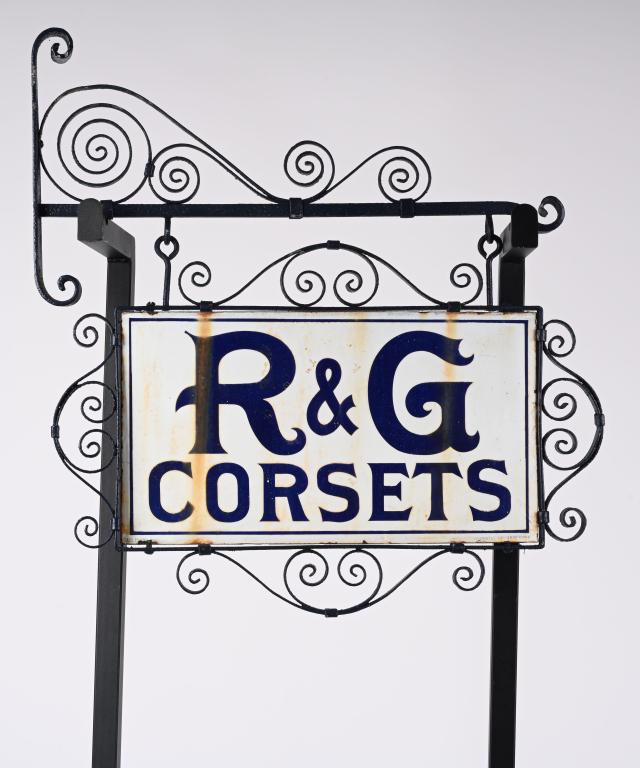 R&G CORSETS DSP SIGN w/ ORNATE FRAME & HANGER (1 of 2)
