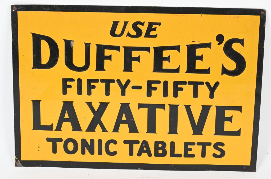 DUFFEE'S LAXATIVE EMBOSSED TIN SIGN (1 of 2)