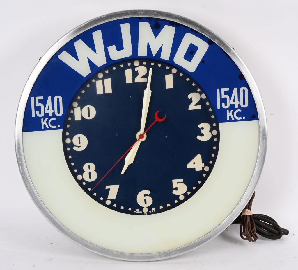 WJMO CLEVELAND RADIO STATION NEON CLOCK (1 of 2)