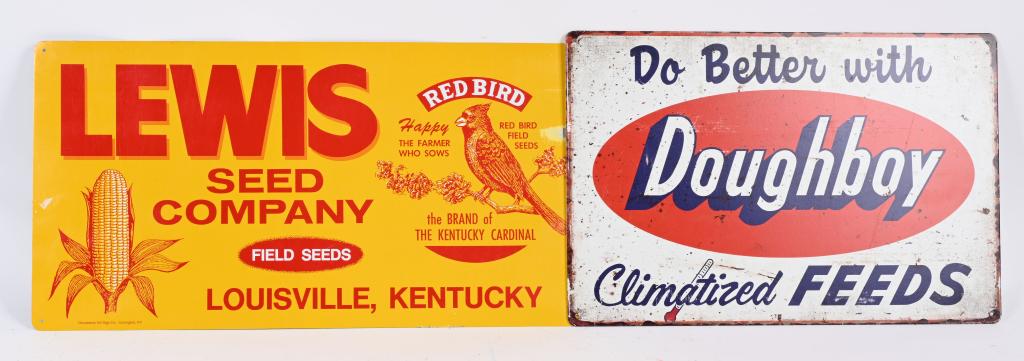 LEWIS & DOUGHBOY TIN FEED SIGNS (1 of 4)