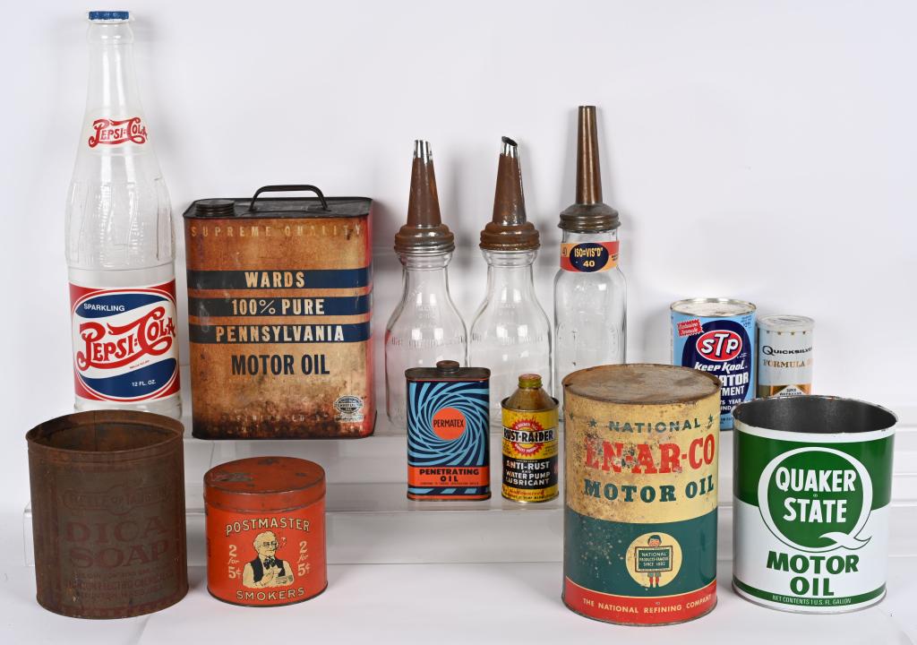 LOT OF OIL CANS & BOTTLES (1 of 6)