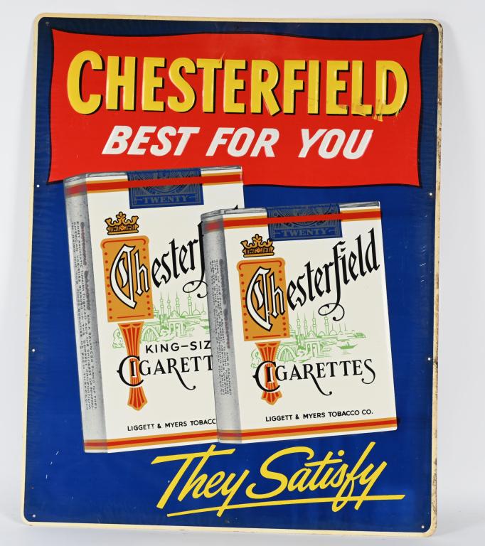 CHESTERFIELD CIGARETTES TIN EMBOSSED SIGN (1 of 2)