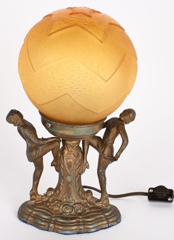 ART DECO LADY DANCERS LAMP w/ GLOBE (1 of 4)