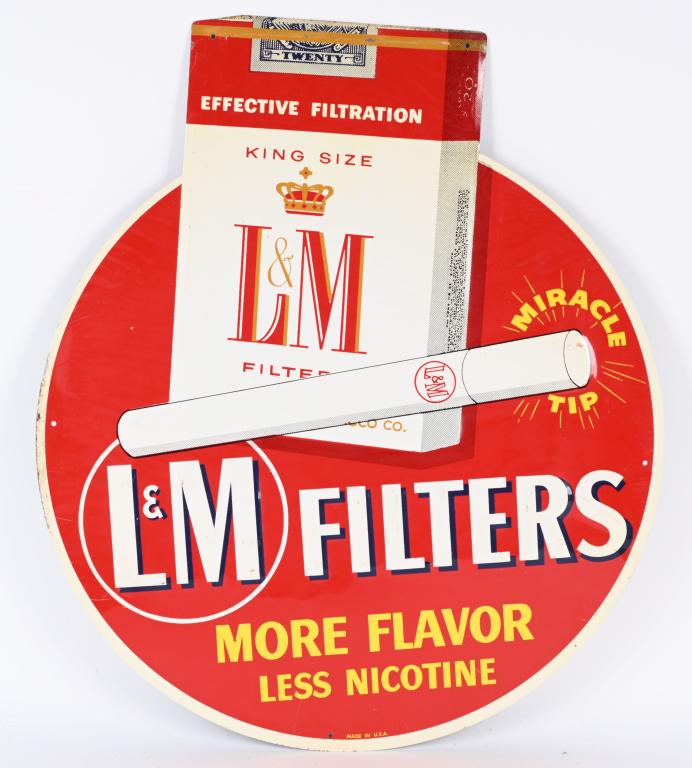 L&M CIGARETTES EMBOSSED TIN SIGN (1 of 2)