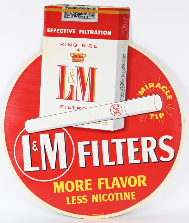 L&M CIGARETTES EMBOSSED TIN SIGN (1 of 2)
