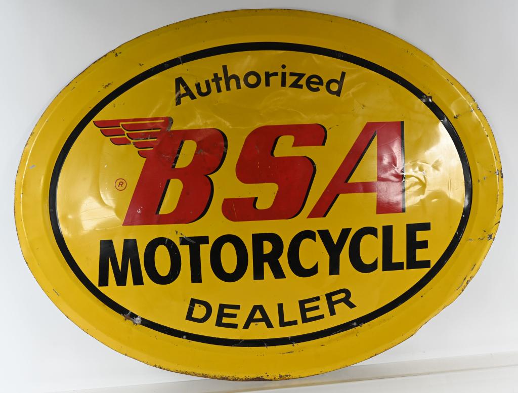 BSA MOTORCYCLE DEALER OVAL TIN SIGN (1 of 2)