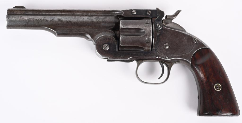 WELLS FARGO SMITH & WESSON SCHOFIELD REVOLVER: SERIAL 901. BARREL 5". CALIBER .45. First Model. These US marked guns were purchased from the government by Schuyler, Hartley & Graham and Francis Bannerman & Company, both of New York. Many of these