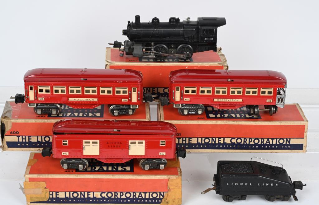 LIONEL 1663 LOCOMOTIVE, TENDER & 3 CARS (1 of 4)