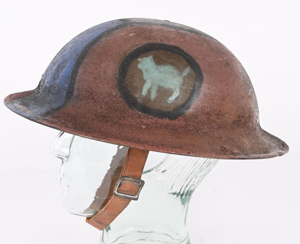 WW1 US ARMY 81st DIVISION PAINTED CAMO HELMET WWI: WW1 US Army 81st Division Camo Painted and named on the chinstrap Alfred Raithel with a complete liner. Helmet is in excellent condition. The 81st Division was organized as a division of the United St