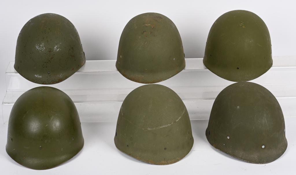 US M1 HELMET LINER LOT OF 6 INCLUDING PARATROOPER: Lot of Post WWII US M1 Helmet Liners including 5 Paratrooper Liners and a standard GI Liner all of various conditions but all are serviceable.†