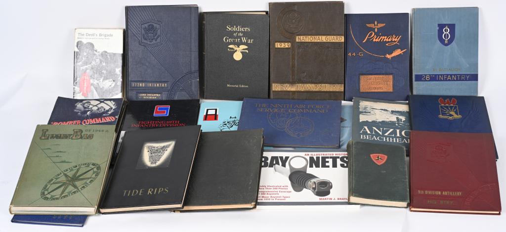 WWII & POST UNIT HISTORY BOOK LOT US ARMY USMC WW2: US Military Book lot to include 1) Lucky Bag 1948-A 2) Sixth Armored Cavalry Regiment Unit History 1951-52 3) Service and Instruction Manual Armament B-24D Airplane 4) 9th Division Artillery HQ Batter