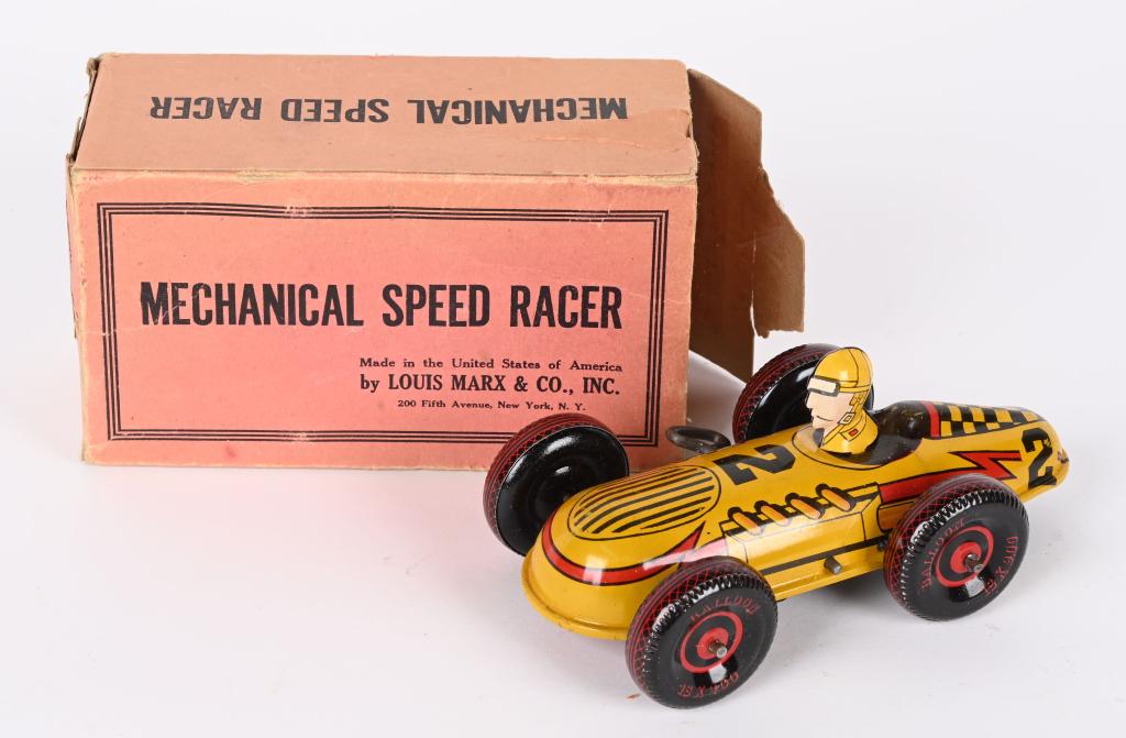 MARX TIN WINDUP #2 MECHANICAL SPEED RACER w/ BOX (1 of 7)
