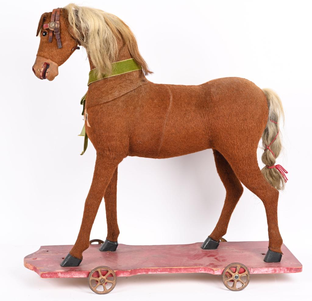 35" RIDE-ON MOHAIR HORSE ON PLATFORM (1 of 7)