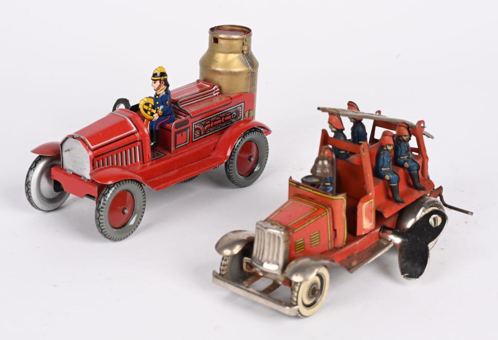 2- GERMAN TIN WINDUP FIRE TRUCKS (1 of 6)