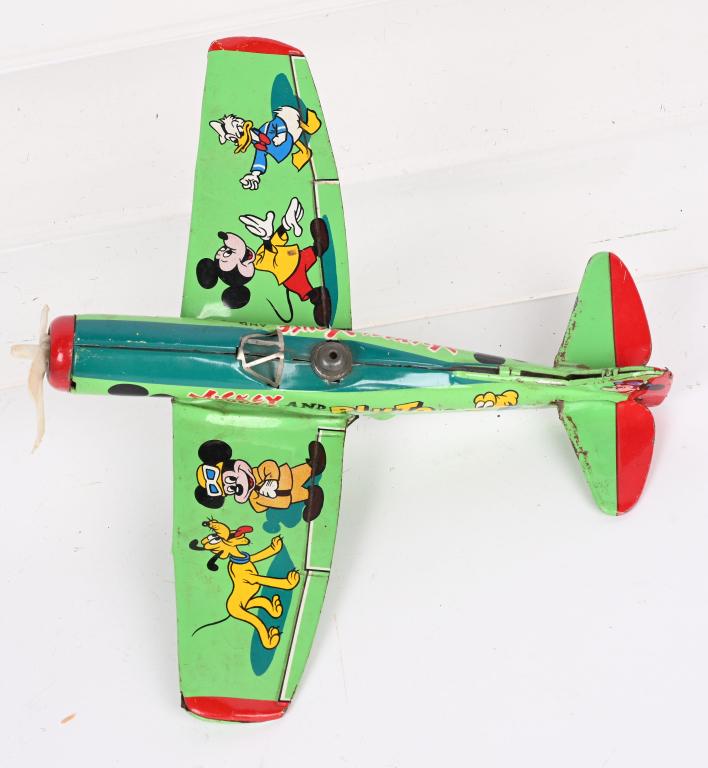 LINEMAR TIN FRICTION MICKEY MOUSE AIRPLANE (1 of 5)