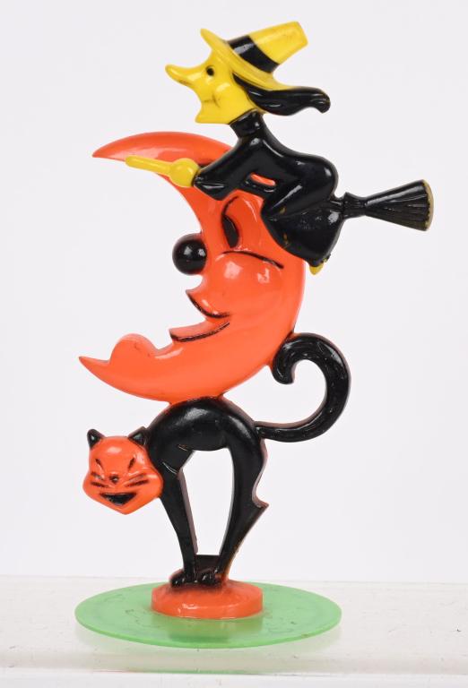 VINTAGE WITCH, CAT, & MOON HALLOWEEN DECORATION (1 of 2)