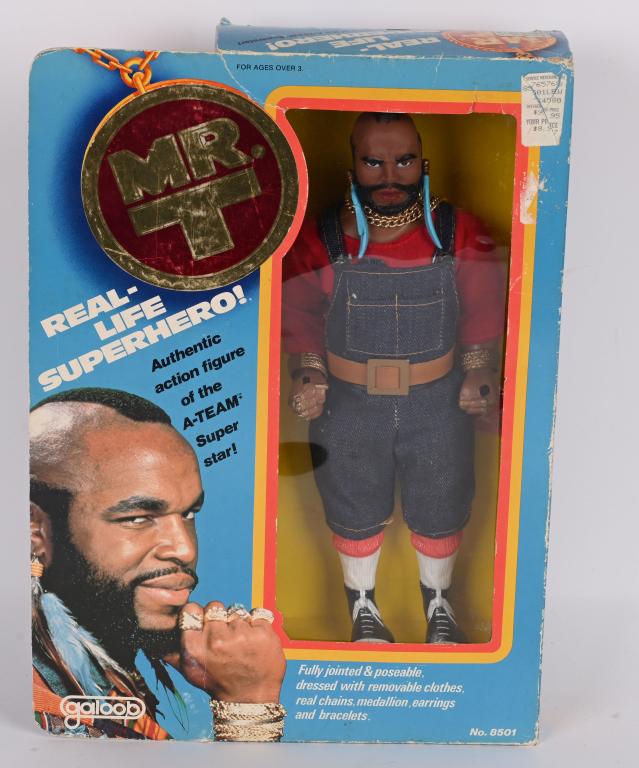1983 GALOOB MR T SUPERHERO ACTION FIGURE MIB: 1983 Galoob Mr T Real-Life Superhero Action Figure. Never removed from original Box. Box has some shelf wear.