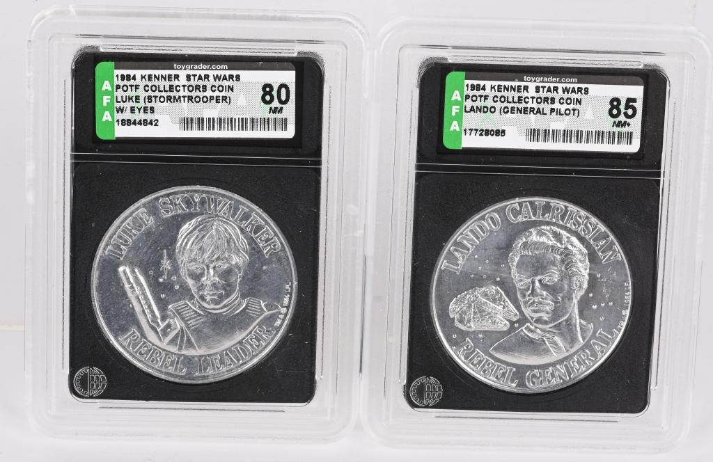 2- STAR WARS POWER OF THE FORCE COINS AFA (1 of 2)