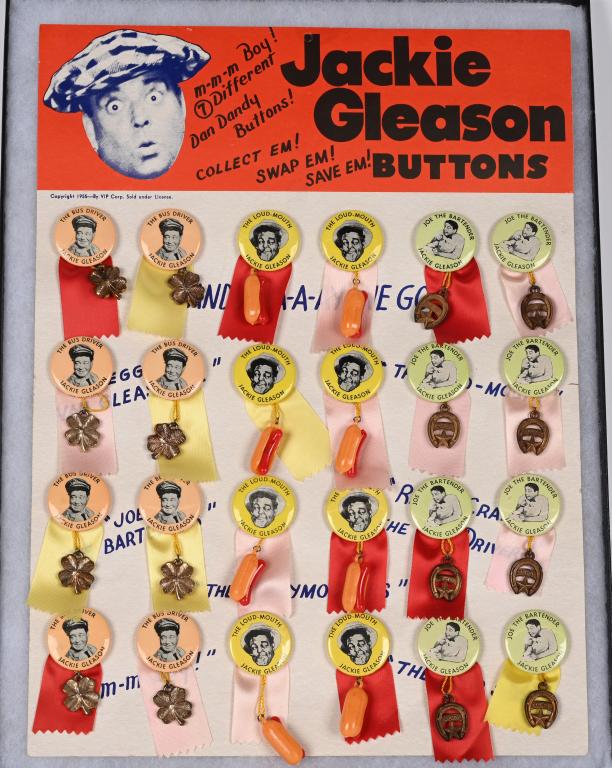24- VINTAGE JACKIE GLEASON BUTTONS ON CARD (1 of 3)
