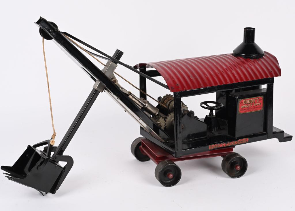 BUDDY L PRESSED STEEL IMPROVED STEAM SHOVEL: RARE Buddy L pressed steel Improved Steam Shovel. All original with very nice paint and decals. A very s Scarce version. 24" Excellent