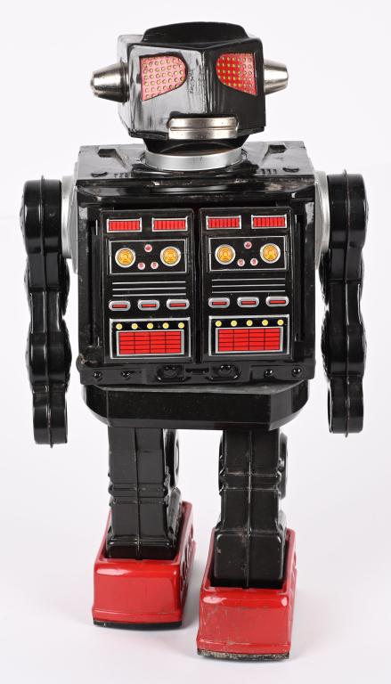 SH BATTERY OP SUPER GIANT ROBOT: Japan battery operated Super Giant Robot. All original with great colors. Worked when tested. 16" Excellent