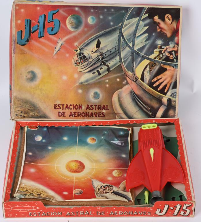 FOREIGN J-15 ROCKETSHIP GAME w/ BOX: Foreign J-15 Rocketship Game. All original. Boxed 18" Excellent