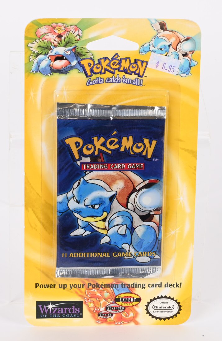 1999 POKEMON BASE SET BLASTOISE BLISTER PACK MOC: 1999 Wizards of the Coast Pokemon 11 Card Booster Pack. Blister Pack with Blastoise. Minty sealed on Card