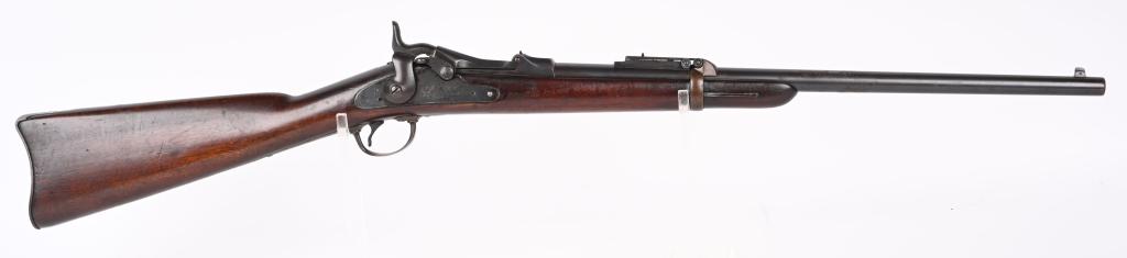 US SPRINGFIELD MODEL 1884 SRC: SERIAL 186599. BARREL 22". CALIBER 45-70. Standard arm of the Cavalry during late Indian Wars. Has 1884 dated block, US SPRINGFIELD with eagle on lock, VP proofs on left side of barrel, Carbine stampe